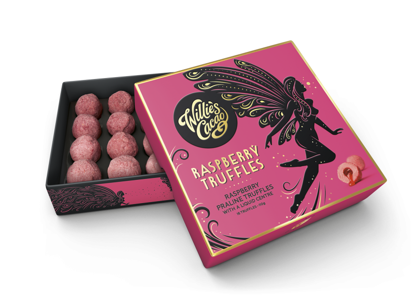 Raspberry Truffles with a liquid Raspberry centre x 16 Moor Chocolate